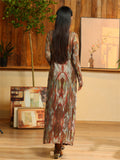 2-Pieces Vintage Trendy Square Collar Tie-Dye Dress for Women