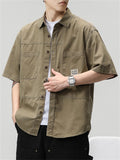 Men's Cool Lapel Chest Pocket Button Up Shirt