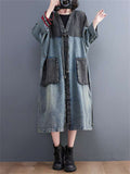 Female Lace-up One Button Mid-length Vintage Splicing Jacket