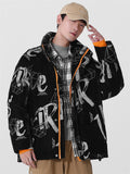 Men's Stylish Letter Print Warm White Duck Down Coat