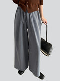 Women's Drawstring Elastic Waist Striped Wide Leg Pants