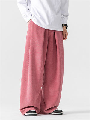 Men's Leisure Cozy Solid Color Corduroy Trousers