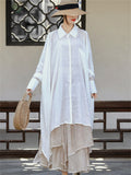 Large Size Bat-shaped White Irregular Shirt for Women