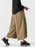 Men's Asian Style Knot Button Wide Leg Corduroy Pants