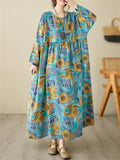 Female Tree Rings Meadows Printed Round Neck Maxi Dress