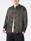 Men's Vintage Jacquard Stand-up Collar Shirt