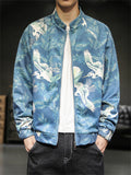 Men's Loong Crane Tiger Embroidered Faux Suede Jackets