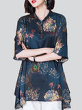 Women's Peony Print Comfortable Chiffon Summer Shirt