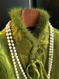 Women's Vintage Faux Fur Stand Collar Embroidery Coat