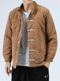 Corduroy Thickened Pure Color Coats for Men