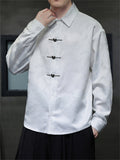 Men's Chinese Style Butterfly Buckle Jacquard Spring Shirt