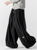 Men's Chinese Lotus Embroidery Warm Corduroy Baggy Pants