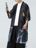 Vintage Night Moon Print Cardigan Hanfu Shirt