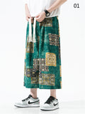 Men's Loose Comfy Wide Leg Linen Cropped Pants