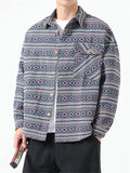 Male Ethnic Geometric Printing Button Up Jackets