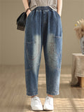 Summer Washed Splicing Durable Jeans for Ladies