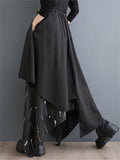 Punk Style Print Patchwork Irregular Hem Black Skirt