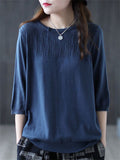 Casual Pullover 3/4 Sleeve Knitted Shirt for Women