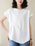 Unique Patchwork Round Neck Asymmetric Shirt for Women