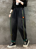 Women's Stylish Color Stripe Washed Denim Harem Pants