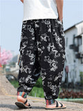 Men's Loong Graphic Ethnic Style Ice Silk Pants