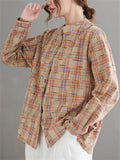 Women's Sweet Korean Style Spring Long-sleeve Plaid Shirts