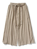 Men's Chinese Style Striped Wide Leg Linen Pants