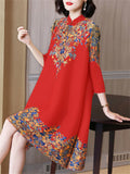 Women's Plus Size Chinese Style Printed Dress