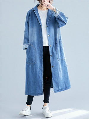 Women's Relaxed Oversized Mid-Length Denim Jacket