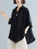 Holiday Cozy V Neck Half Sleeve Loose Shirt for Women