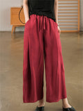 Summer Ice Silk Flowy Breathable Wide Leg Pants for Women