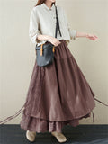 Ethnic Style Multi-Layer Splicing Linen Skirt for Women