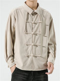 Men's Macaron Color Tassel Button Autumn Lapel Corduroy Shirt