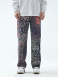 Ethnic Style Paisley Print Retro Male Jeans