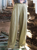 Ladies Wide Leg Button Decor Floor Length Trouser