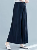 Ladies Solid Color Temperament Wide Leg Pleated Pants