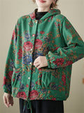 Women's Winter Warm Beautiful Floral Hooded Cotton Coats