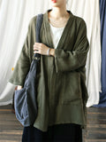 Female Plain Patch Pockets Oversized Cardigan Jacket