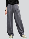 Women's Zen Style Warm Plush Lined Linen Long Pants for Winter