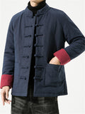 Men's Oriental Style Contrast Color Thick Cotton Coats