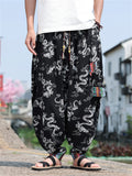 Men's Loong Graphic Ethnic Style Ice Silk Pants