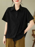 Irregular Patchwork Hem Lapel Shirts for Women