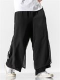 Men's Chinese Style Flowy Double Layer Mesh Cotton Pants