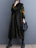 Vintage Jacquard Windproof Button Up Overcoat for Lady