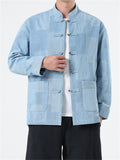 Streetwear Vintage Plaid Denim Jacket for Male