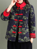 Women's Bright Ethnic Print Winter Cotton Coats