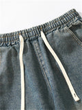 Retro Drawstring Wash Effected Trendy Jeans for Men