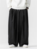 Simple Relaxed Fit Drawstring Wide Leg Pants for Men