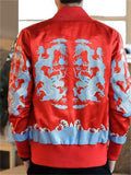 Men's Chinese Dragon Print Slim Fit Baseball Jacket