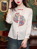 Female Asymmetric Semicircle Loong Embroidered Jacquard Shirts